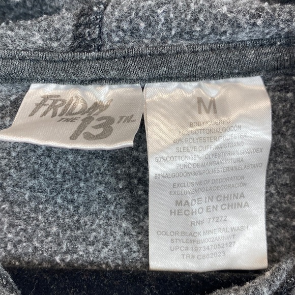 Friday the 13th hoodie Jason gray M Halloween retro graphic horror movie slasher - Picture 2 of 7